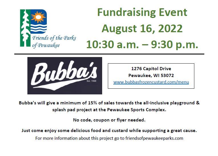 Bubbas FundRaiser for All Inclusive Playground and Splashpad August 16 2022