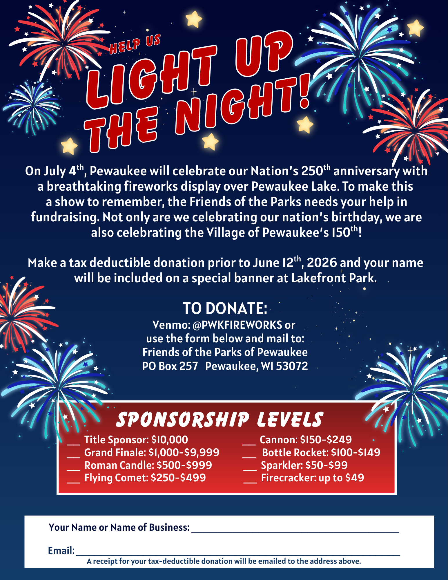 Fireworks Donation Form